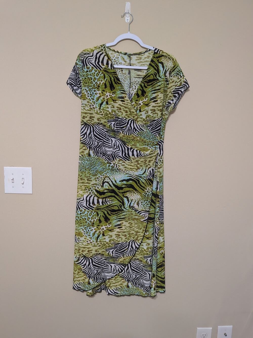 Vintage Style Y2K Animal Print Midi Wrap Dress